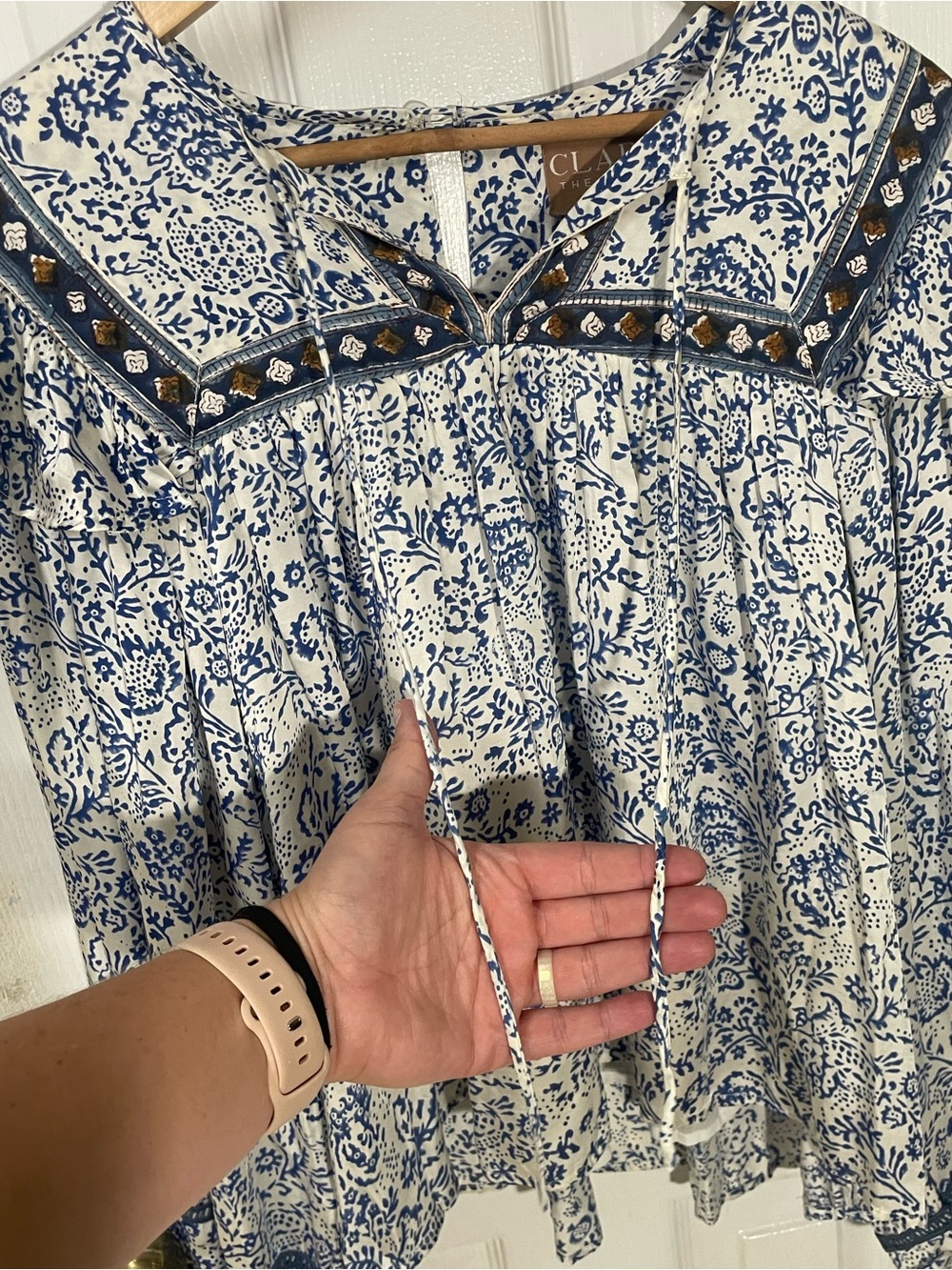 Clara The Label Blouse Shirt Top Size XS XSmall Cotton Ruffle Floral Preppy - Picture 5 of 11
